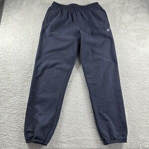 Champion Sweat Pants Mens XL Navy Blue Elastic Draw String Pockets Heavyweight